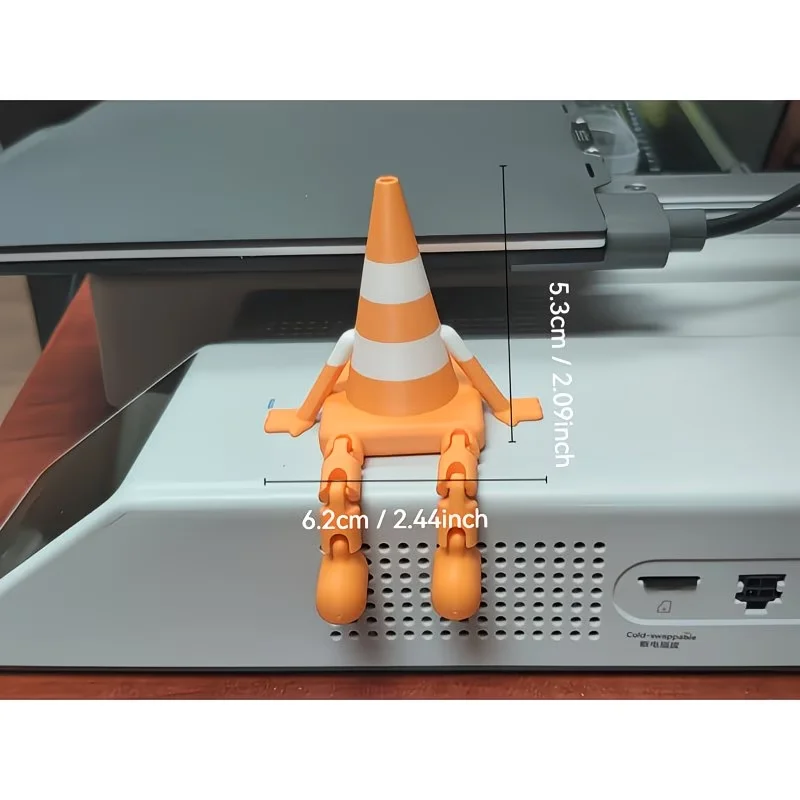 Orangefarbene, bewegliche Schreibtischdekoration | Lustige, bewegliche Figur für Regal, Büro, Auto-Armaturenbrett & Zimmer – Detail 1