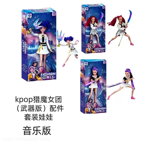 Hot KPop Devil Hunter Vinyl Toy Mira Rumi Zoey Have Music Theme Song golden Beautiful Princess Baby Girl Dolls DIY Toy For Girl