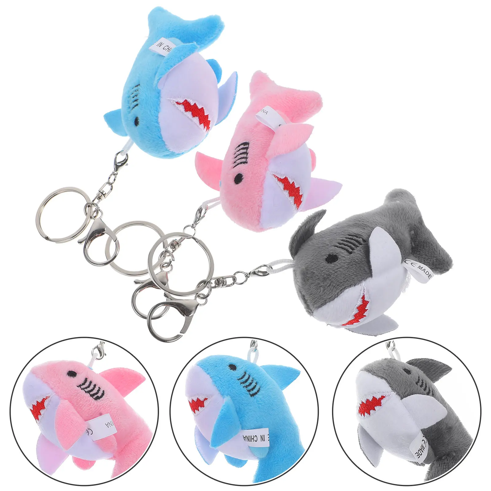 

Набор из 3 брелоков-акул: легкие, портативные, с мультяшным дизайном, аксессуары для ключей, сумок, рюкзаков, декора автомобиля для женщин и девочек