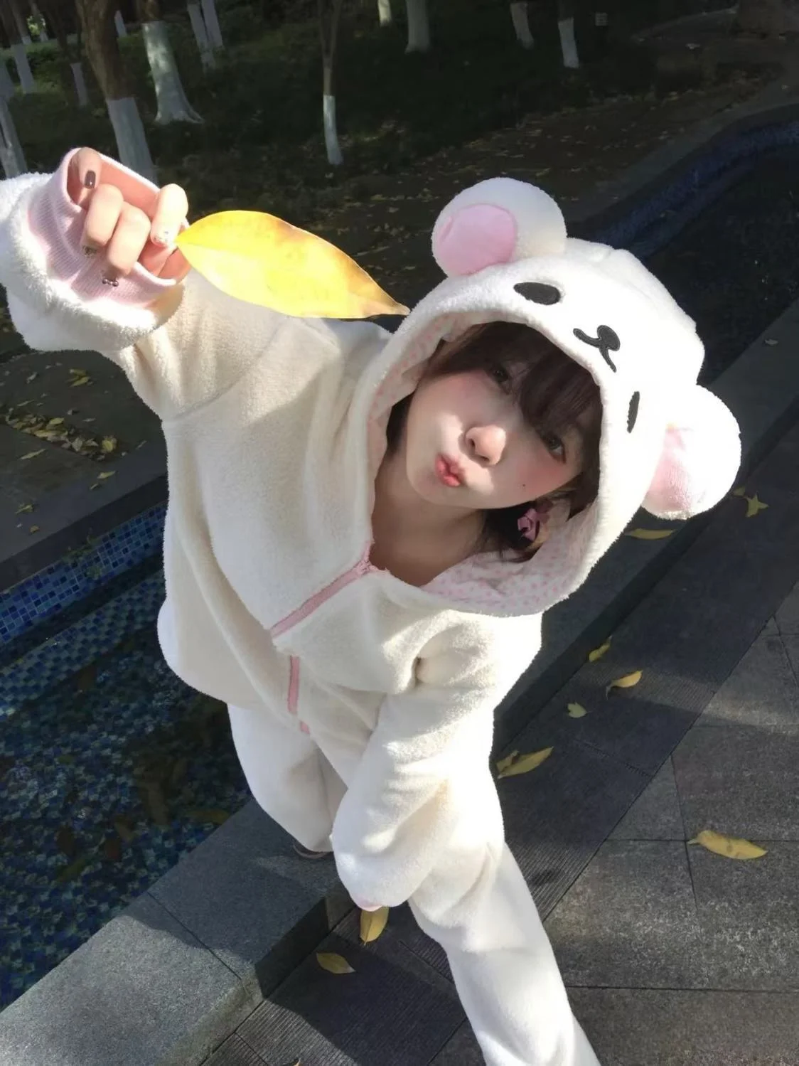 Cute Japan Bear Sleepwear Rilakkuma Y2K Hoodie Pajama Set Girls Fleece Lined Hooded Homewear Suit Autumn Winter Loungewear New
