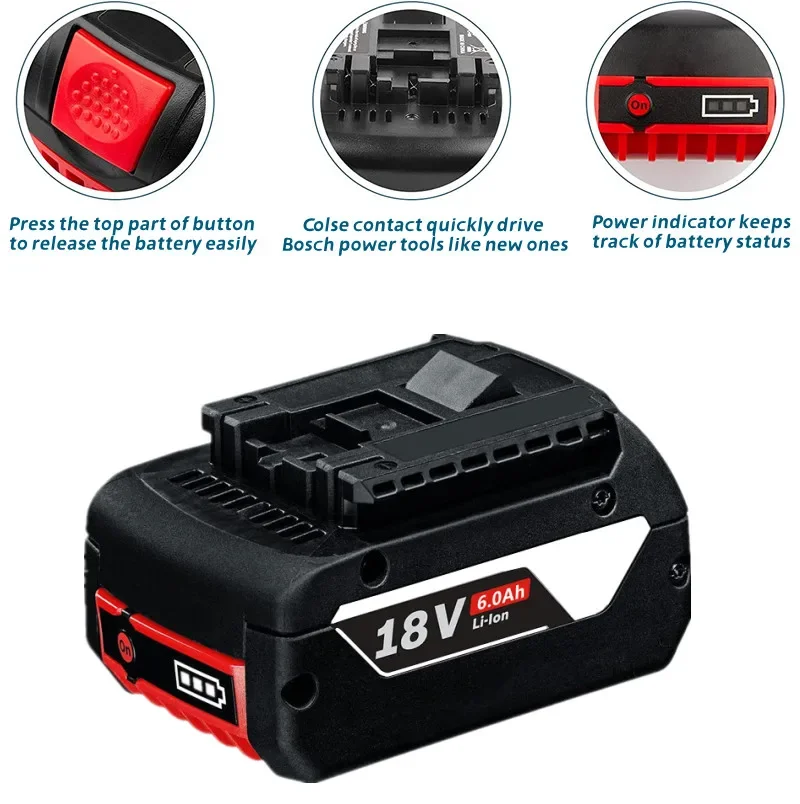 18V Battery for GBA 6.0Ah Lithium BAT609 BAT610G BAT618 BAT618G 17618-01 BAT619G BAT622 SKC181-202L and charger
