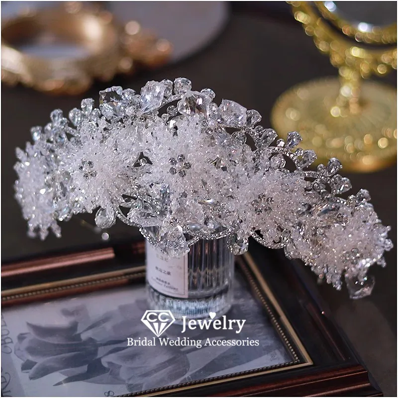 CC Wedding Crown Women Hair Accessories Engagement Hairwear Bridal Tiaras 100% Handmade Crystal Pageant Diadems Jewelry AN450