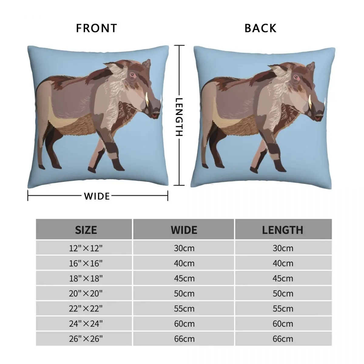 W Is For Warthog Pillowcase Polyester Linen Velvet Printed Zip Decor Pillow Case Home Cushion Cover Wholesale 45x45