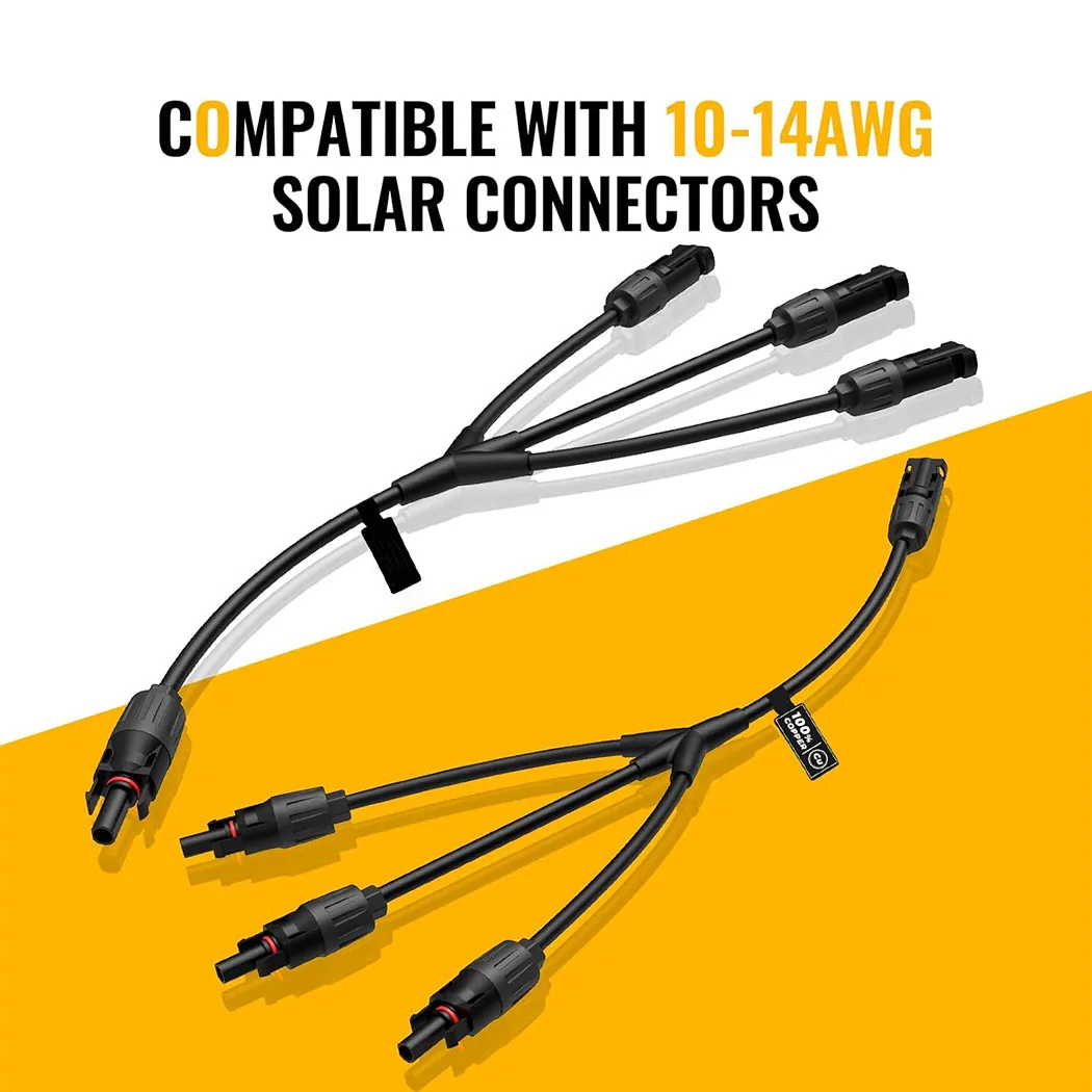 Solar Y Connector,Solar Y Branch Parallel Cable,Solar 1 to 3 Male Female Connector Adapter,10AWG 45A Waterproof IP67 40CM Cable