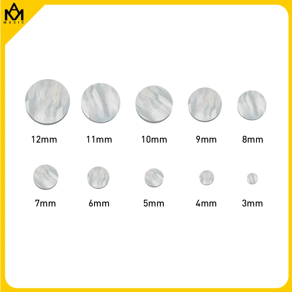 10 PCS Guitar Fretboard Dots White Pearl Shell Diameter Of 3mm-12mm Decorate Ukulele Mandolin Banjo Fingerboard