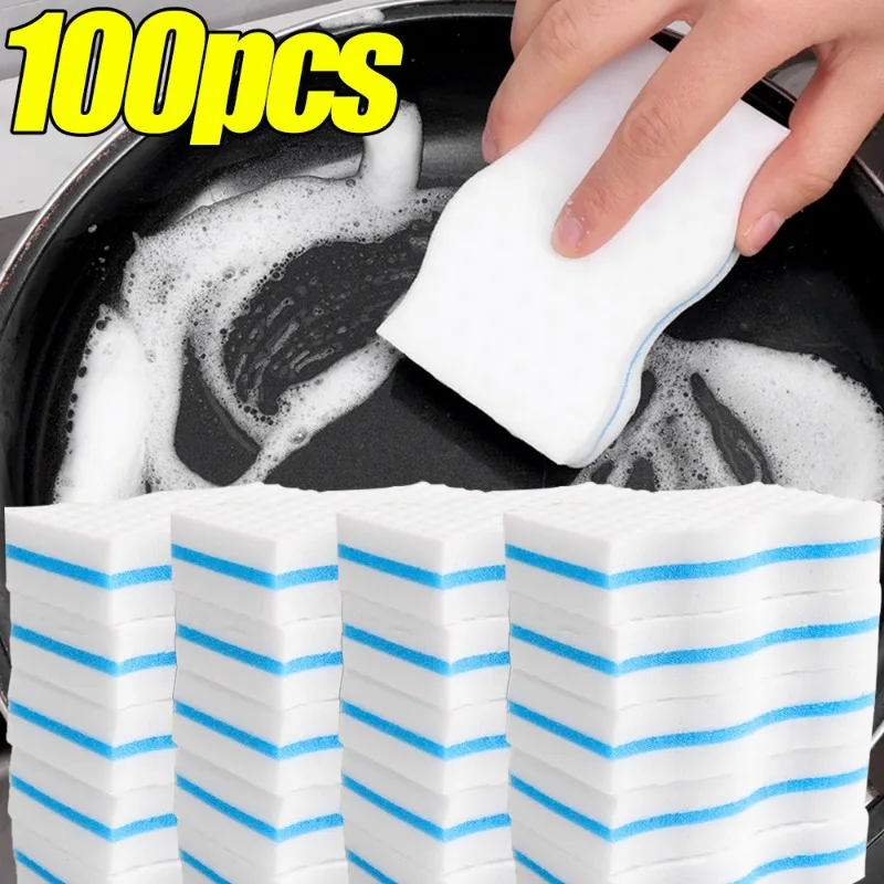 1-100PCS Melamine Sponge Compression Magic Sponges Kitchen Dishwashing Tools High Density Household Bathroom Cleaning Supplies