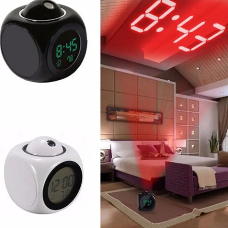 New Projection Alarm Clock Ceiling Display Snooze Desk Table Clock Voice Multifunction Digital Clock Temperature Display