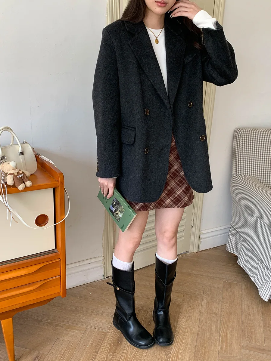 2025년 겨울 여성 캐주얼 긴 소매 울 수트 코트 새로운 패셔너블 아우터웨어