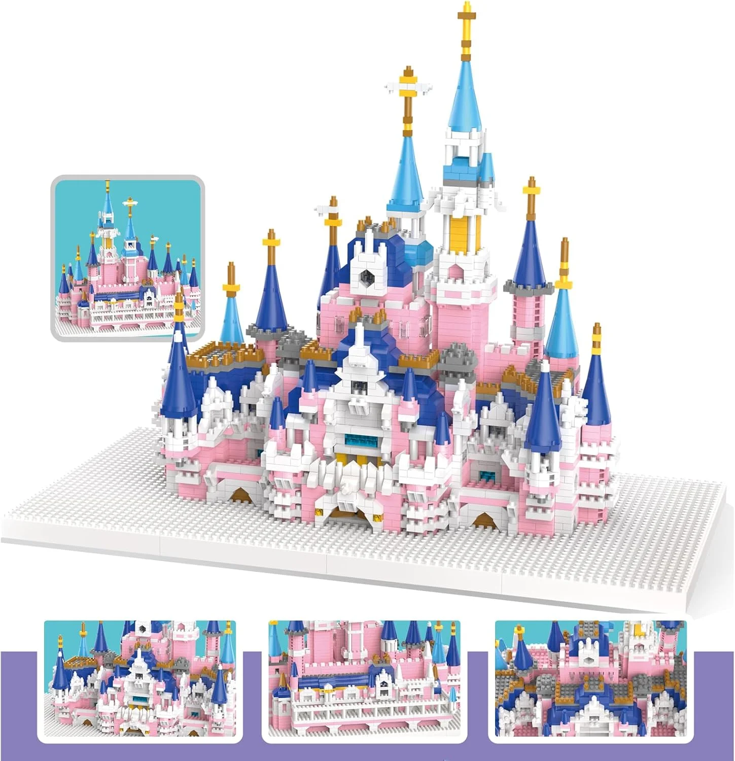 Fantasy Castle Micro Building Blocks - 3008+PCS Mini Bricks z 5 wieżami |   Zestaw szczegółowego modelu architektonicznego