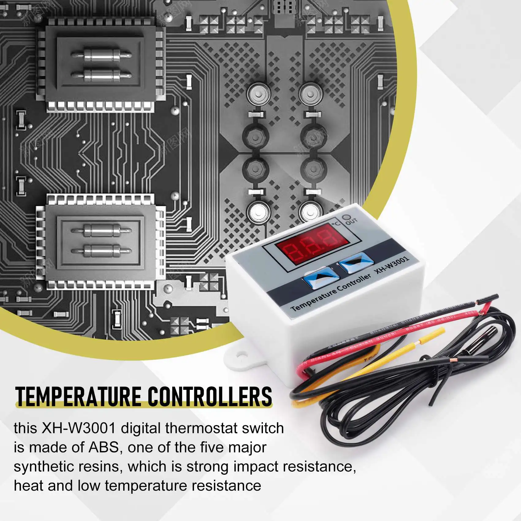 

Цифровой терморегулятор ABVT-3Pcs XH-W3001 с LED-дисплеем, электронный термостат (12В 10А 120Вт)