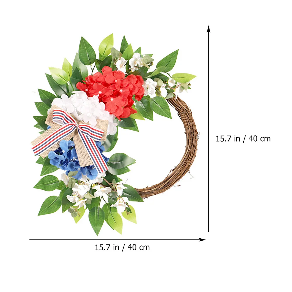 

American Artificial Silk Flower Wreath Patriotic Independence Day Front Door Hanging Wreath Pendant Decoration