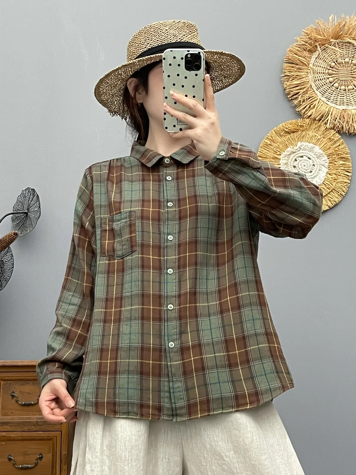 

Enianechu молодежные женские блузки из 100% хлопка, винтажная красная, зеленая, серая, кофейная рубашка в клетку для женщин, клетчатые топы с длинными рукавами