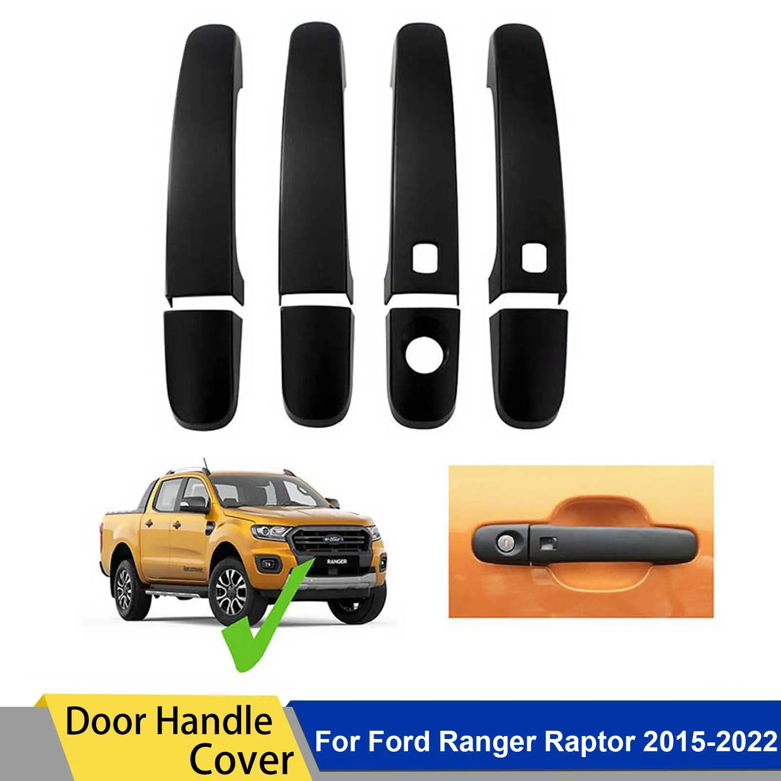 Exterior Door Handles Protection Door Handle Covers With Sensor Hole For Ford Ranger Raptor 2015-2022