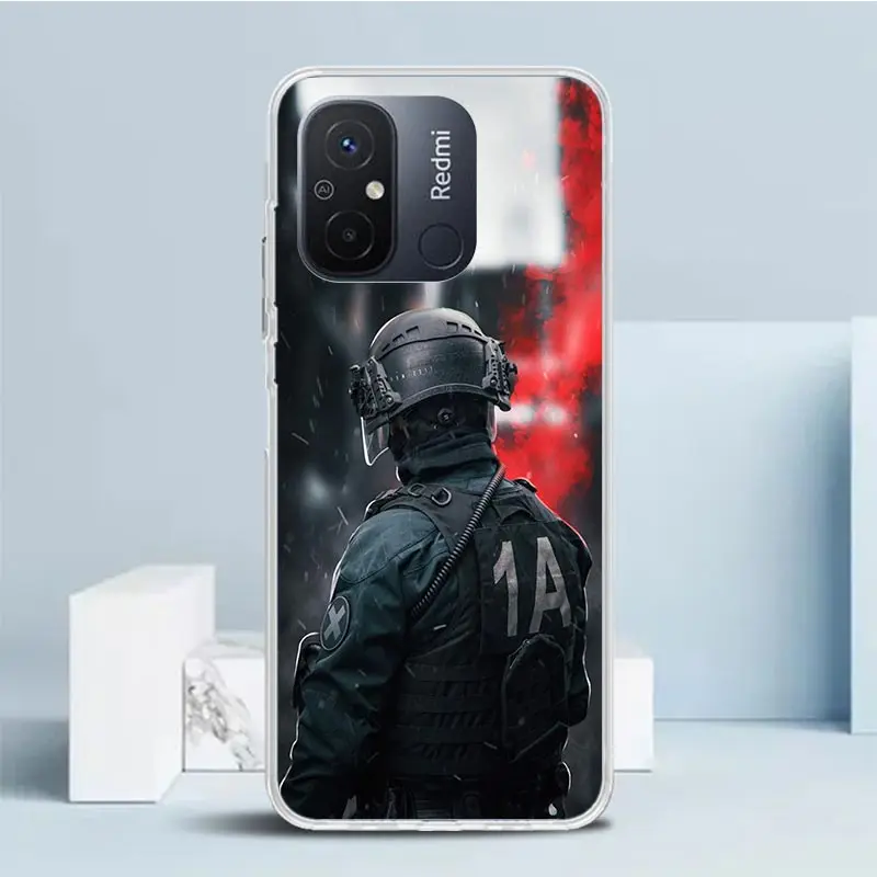 Police SWAT FBI Silicon Call Phone Case For Xiaomi Redmi 12 12C 10 10A 10C 9 9A 9C 9T 8 8A 7 7A 6 6A K60 K20 K40 Pro S2 K30