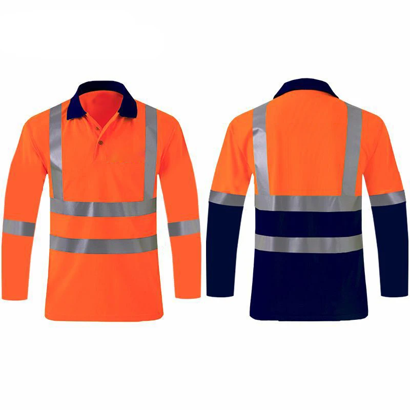 Hi Vis Long Sleeve t Shirt Hi Vis Work Reflective Safety Long Sleeve Polo t-Shirt EN20471 Class 2