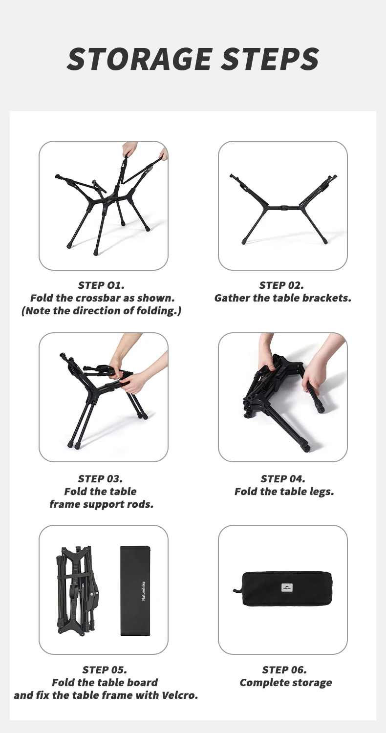 Naturehike Leichter Klapptisch aus Aluminiumlegierung, Outdoor-Picknicktisch, tragbarer BBQ-Grilltisch, Camping-Rucksackreisetische – Detail 17