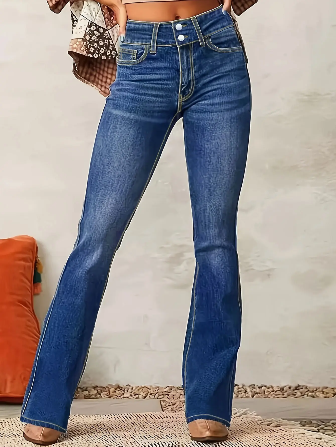 2025 Autumn Women's Slim Fit Stretch Dark Blue Skinny Jeans Double Button Placket Fashionable Slim Fit Women's Jeans