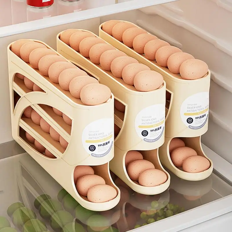 Auto Rolling Egg Dispenser Egg Dispenser Large Capacity Scrolling Holder Modern Organization Rack Gathers Up To 30 Eggs