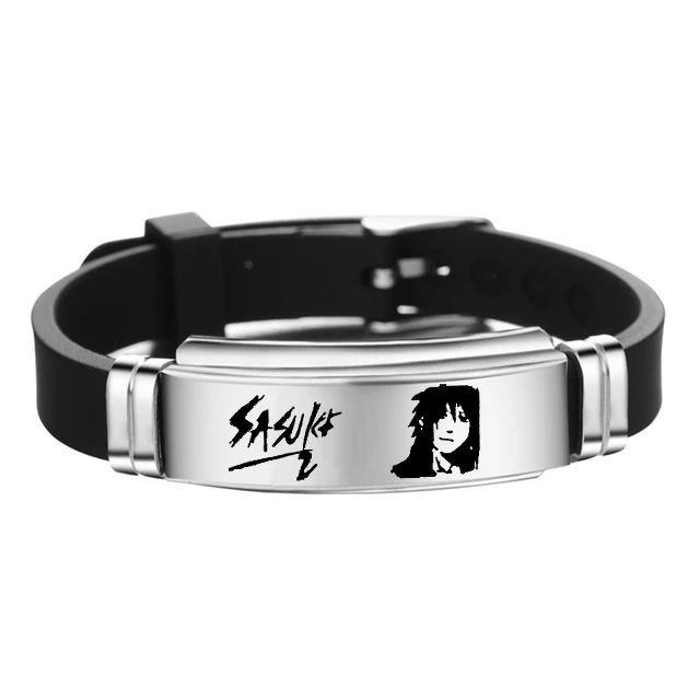 Pulsera ajustable de la serie Anime Naruto, pulsera clásica de acero inoxidable con estampado de Akatsuki, diseño de miembro, regalo de autógrafo