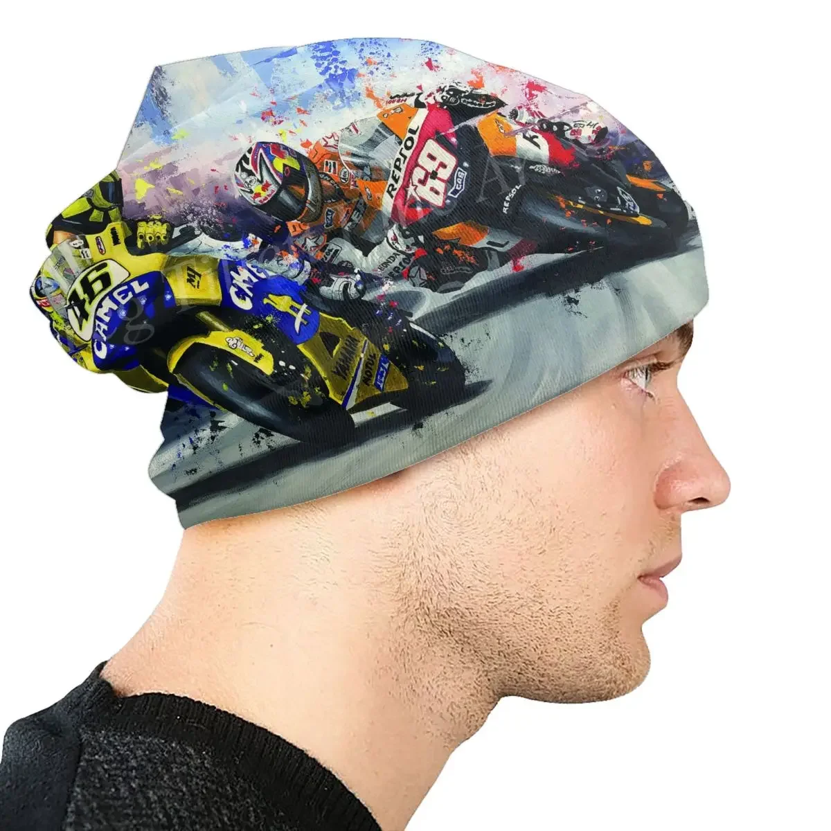 Motorcycle Racing Rossis Skullies Beanies Caps Unisex Winter Warm Knitted Hat Men Women Cool Adult Bonnet Hats Outdoor Ski Cap image 4