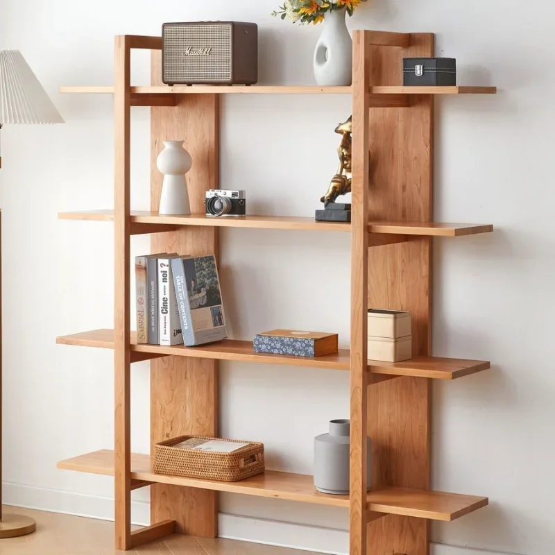 Solid wood pine home study bookcase shelf floor storage