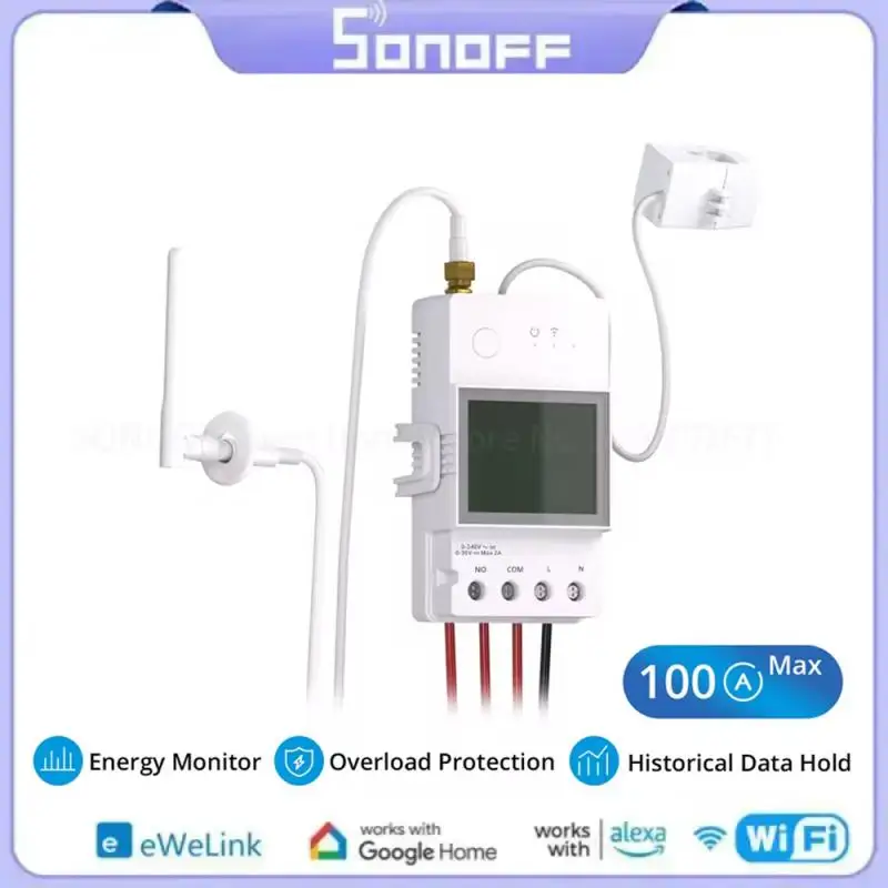 SONOFF POWCT Ring Smart Power Meter ESP32 Chip Current Transformer 100A Energy Monitor Contacter Control Works With Alexa IFTTT