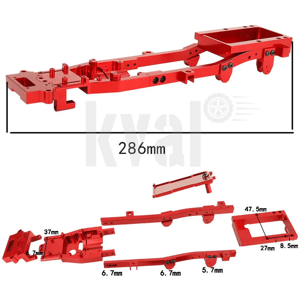 1:10 WPL D12 Metal Alloy RC Body Chassis Frame Kit Accessories Fits for WPL D12 1/10 RC Car DIY Truck Car Upgrade Parts