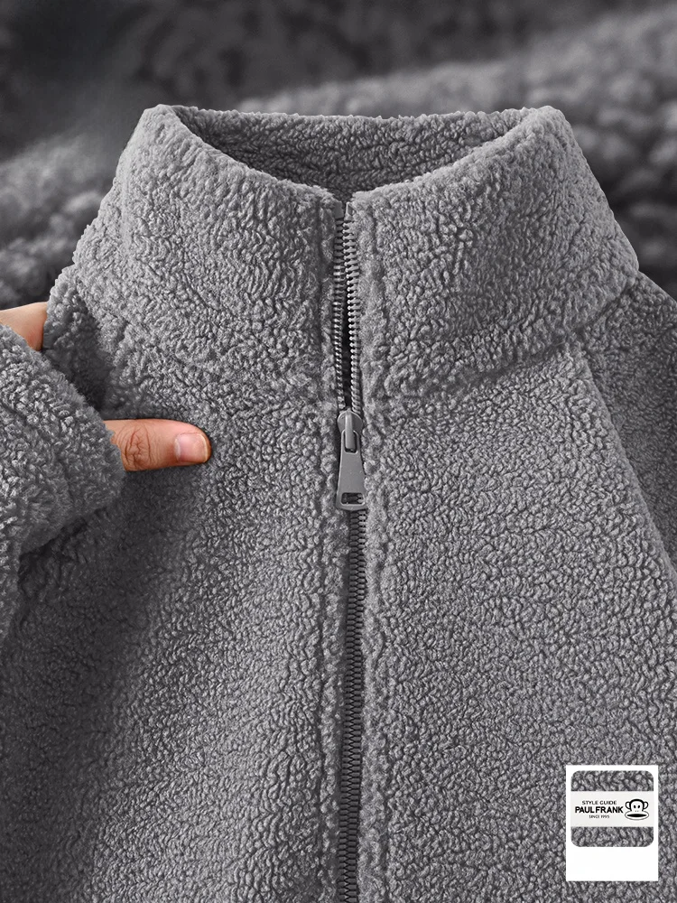 

Мужская зимняя куртка из утолщенного овечьего вельвета с воротником-стойкой, на флисовой подкладке, теплая, хлопковая, повседневная, на молнии