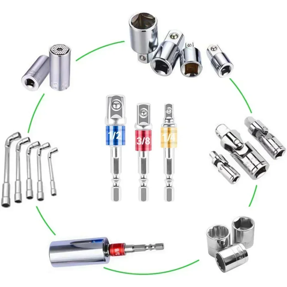 

Impact Drill Extended Drill Bit Sleeve Adapter Drill Rod Sleeve Adapter 1/4 3/8 1/2 Size Hexagonal Handle Square Head