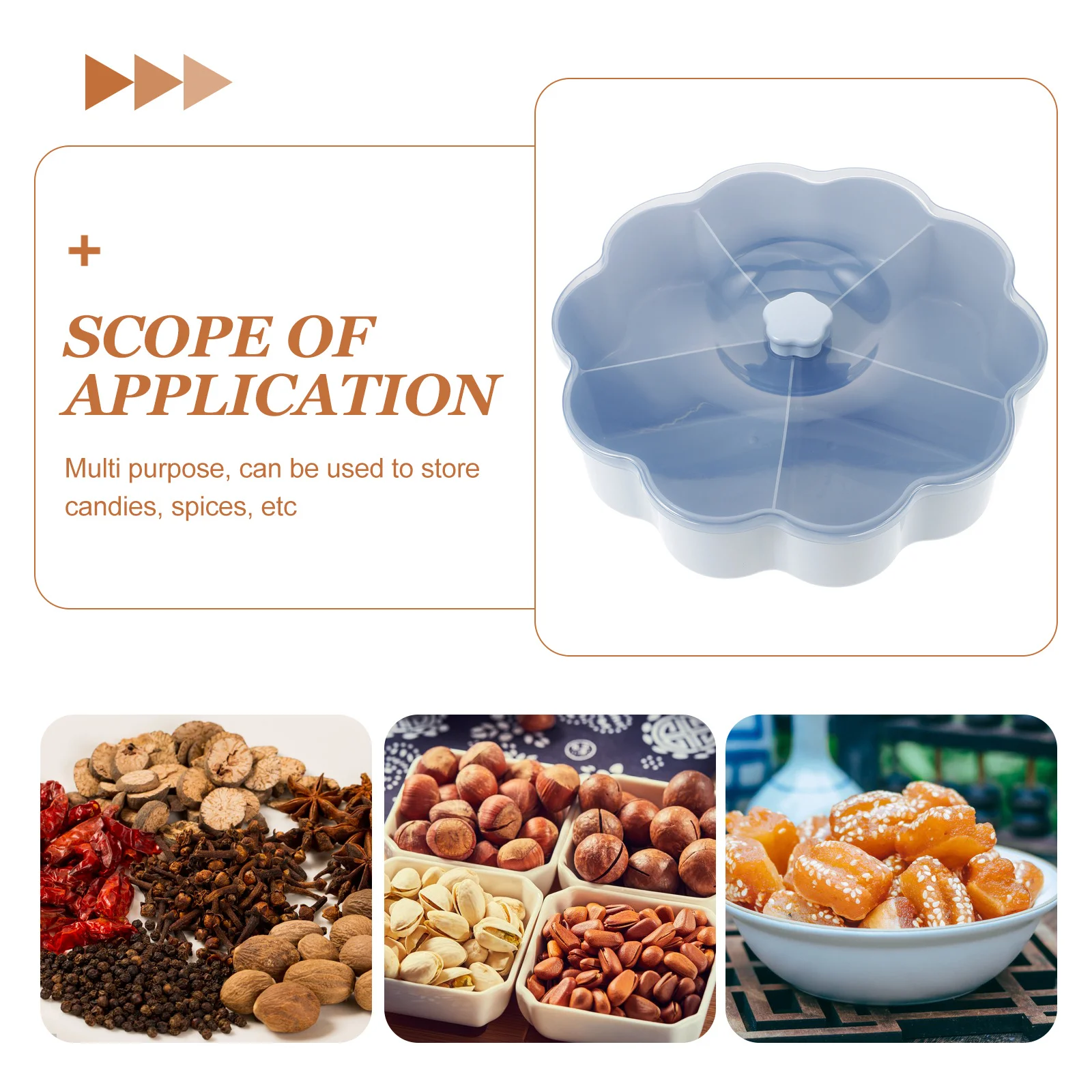 

5 Section Snack Storage Box Food Container for Candy Dry Fruit Nuts Spices Lidded Serving Tray Plastic Compartment Organizer