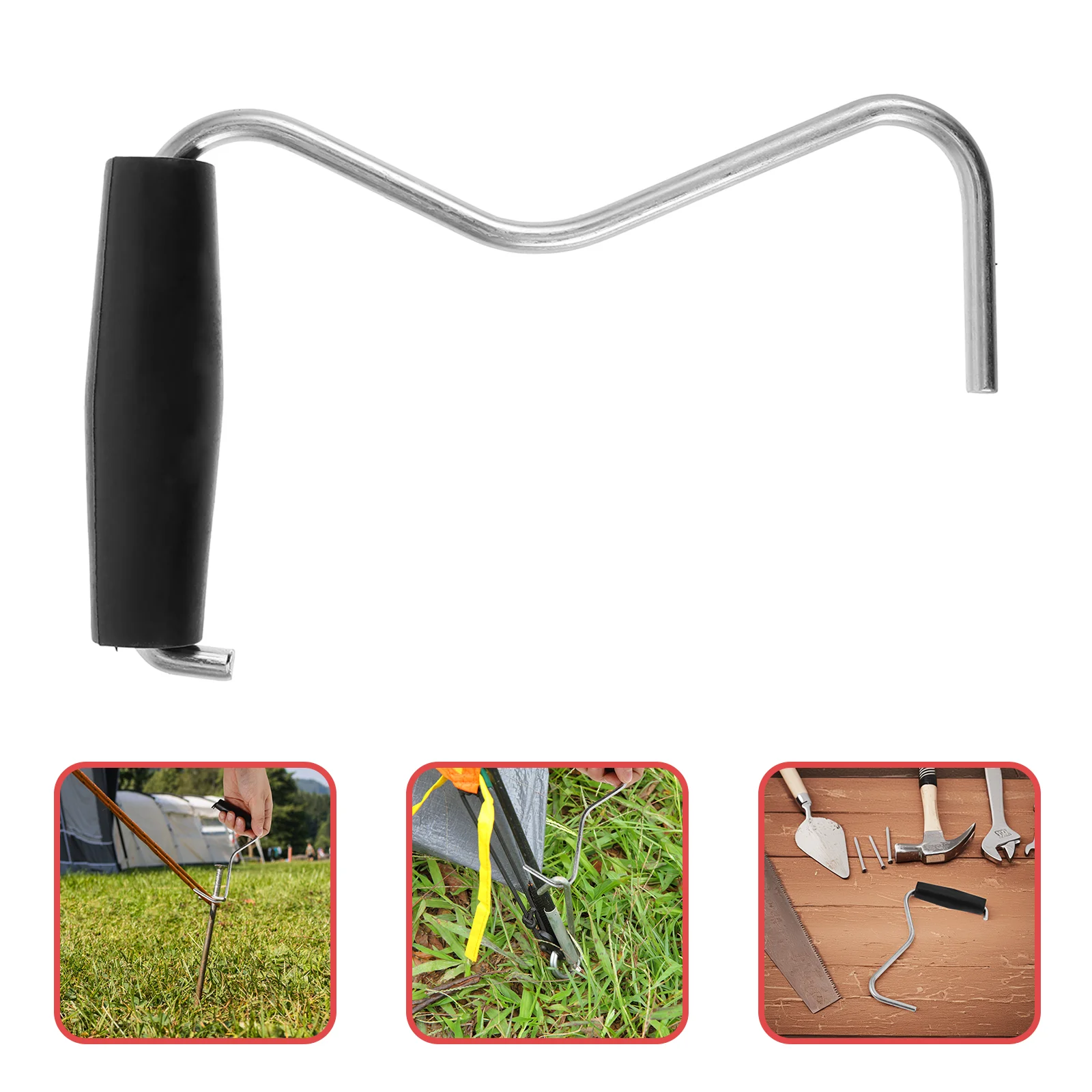 

Tent Stapler Stake Puller Cord Winder Camping Peg Remover Nail Ground Hook Extractor Tool Iron (surface Galvanized)