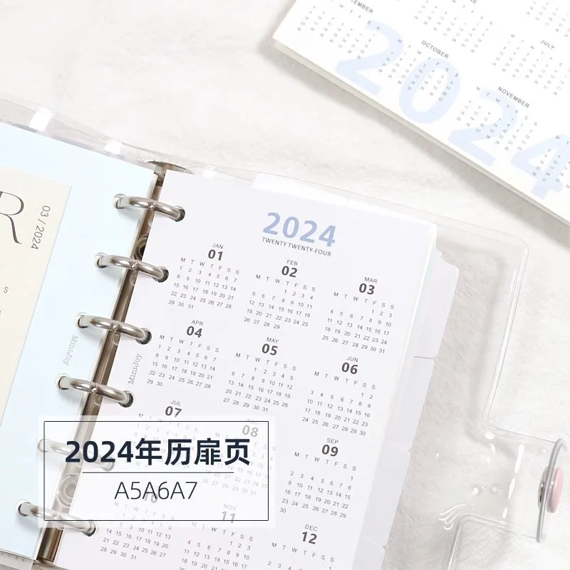 2024 Calendar A5 A6 A7 Notebook Calendars Minimalist Title Inner Pages Notebook Loose Leaf Paper Office Stationery