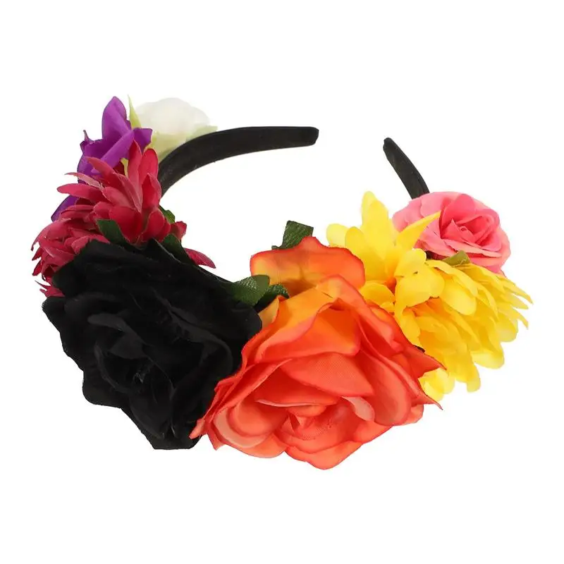 Hair Pins Halloween Headband Party Flower Day of The Dead Rose Make up Mexican Style Accessories Miss