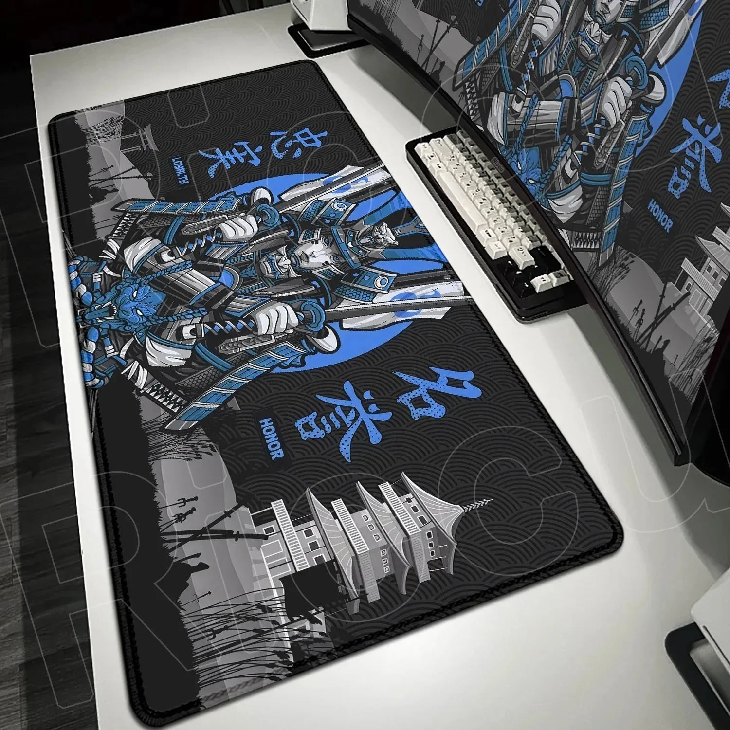 

New Large Rubber Antislip Gaming Keyboard Mousepad Blue Japan Samurai Mouse Pad XXL Computer Office Game Desk Mat PC Long Carpet