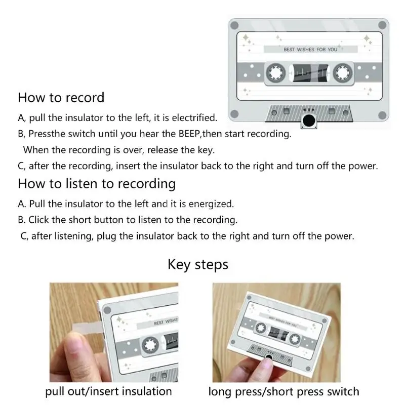 Q6PE Greeting Card with Recordable Recorder DIY Postcards Sound 60 Seconds Voice Chip