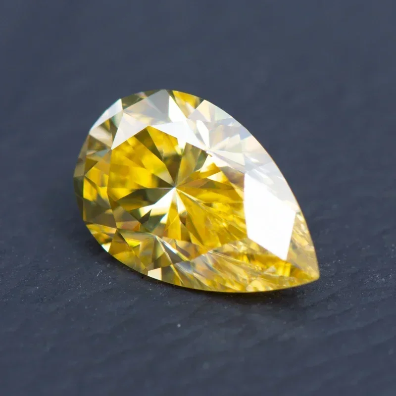 

NEW Moissanite Pear Cut Lemon Yellow Colored Pass Diamond Tester Diy Charms Advanced Jewelry Making Materials with Report