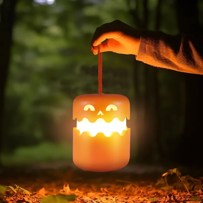 Linterna de calabaza para Halloween, luz LED nocturna, cuerda de mano plegable, luz de tracción, decoración de escena de Halloween, luz de ambiente de fiesta