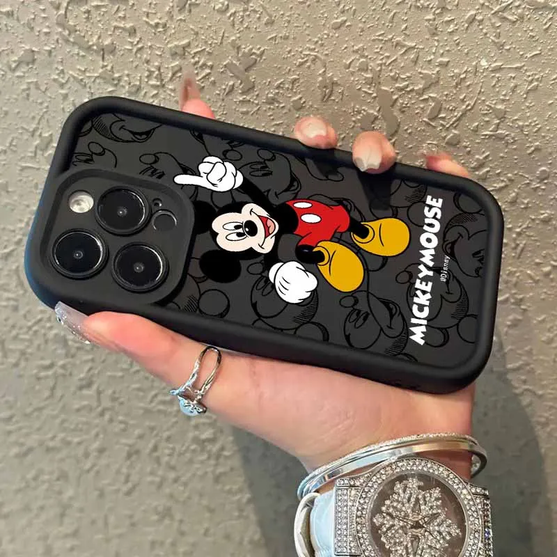 ميكي ماوس ديزني لطيف لابل آيفون 17 17Air 16 16E 15 14 13 12 Mini 11 Pro Max العين سلم جراب هاتف
