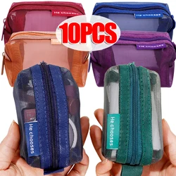 10/1Pcs borsa per il trucco borsa per la conservazione in rete trasparente borsa per monete in rete di Nylon quadrata tridimensionale borsa per chiavi cosmetica forniture da viaggio