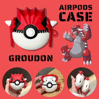Pokemon Case for Apple AirPods 1 2 3 4 Airpod Pro 3D Groudon Key Chain Wireless Earphone Bluetooth Headset Case Silicone Cover