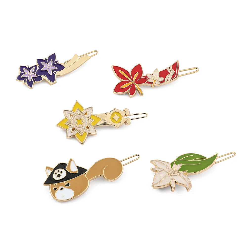 Impact Hair Clips Kaedehara Kazuha Venti Albedo Hairpin Cute Fashion Barrettes Bangs Clip Hair Accessories Fans Girl