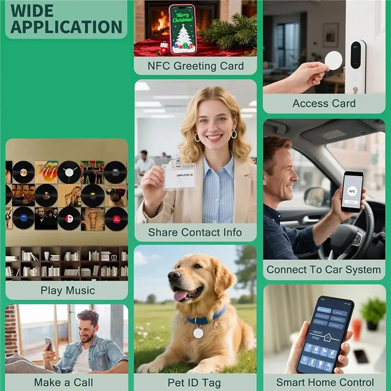 【BLACK FRIDAY】60 قطعة من علامات NFC اللاصقة القابلة لإعادة الكتابة Ntag 215 بطاقات NFC مع ظهر لاصق متوافق مع الأجهزة الأكثر فعالية