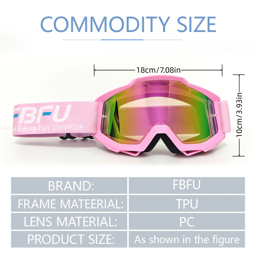 FBFU 2025 Occhiali da neve - Lenti HD, antivento, traspiranti per lo sci fuoristrada, uomini e donne alla moda, sport invernali