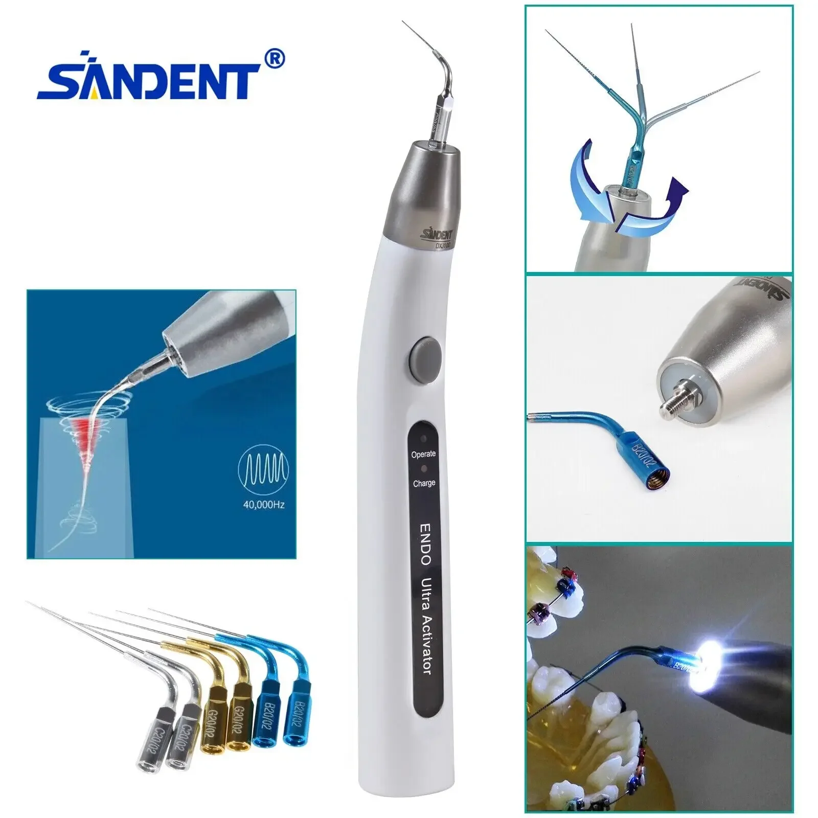 

Dental LED Endo Ultra Activator Ultrasonic Root Canal Irrigator Handpiece 6 Tips