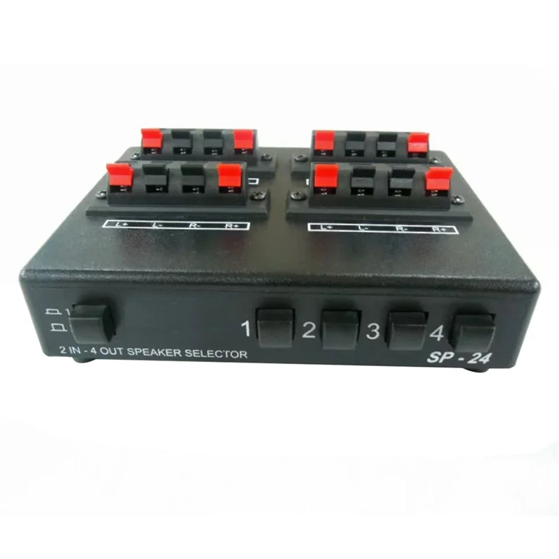 

N82R 2X SP-24 Mini 2-In-4-OUT Stereo Audio Selector Amplifier Switcher Box Speaker Splitter