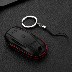 1pc Fit For Tesla Models S/X Fob Cover Leather Key Pocket Case Cover Holder Key Sheel Keycase Replacement Auto Part