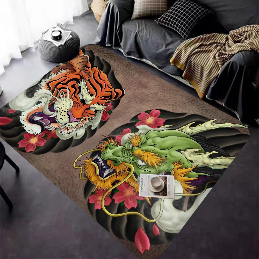 Japanese Art Tattoo Room Mats Retro Multiple Choice Living Room Kitchen Rug Non-Slip Welcome Rug