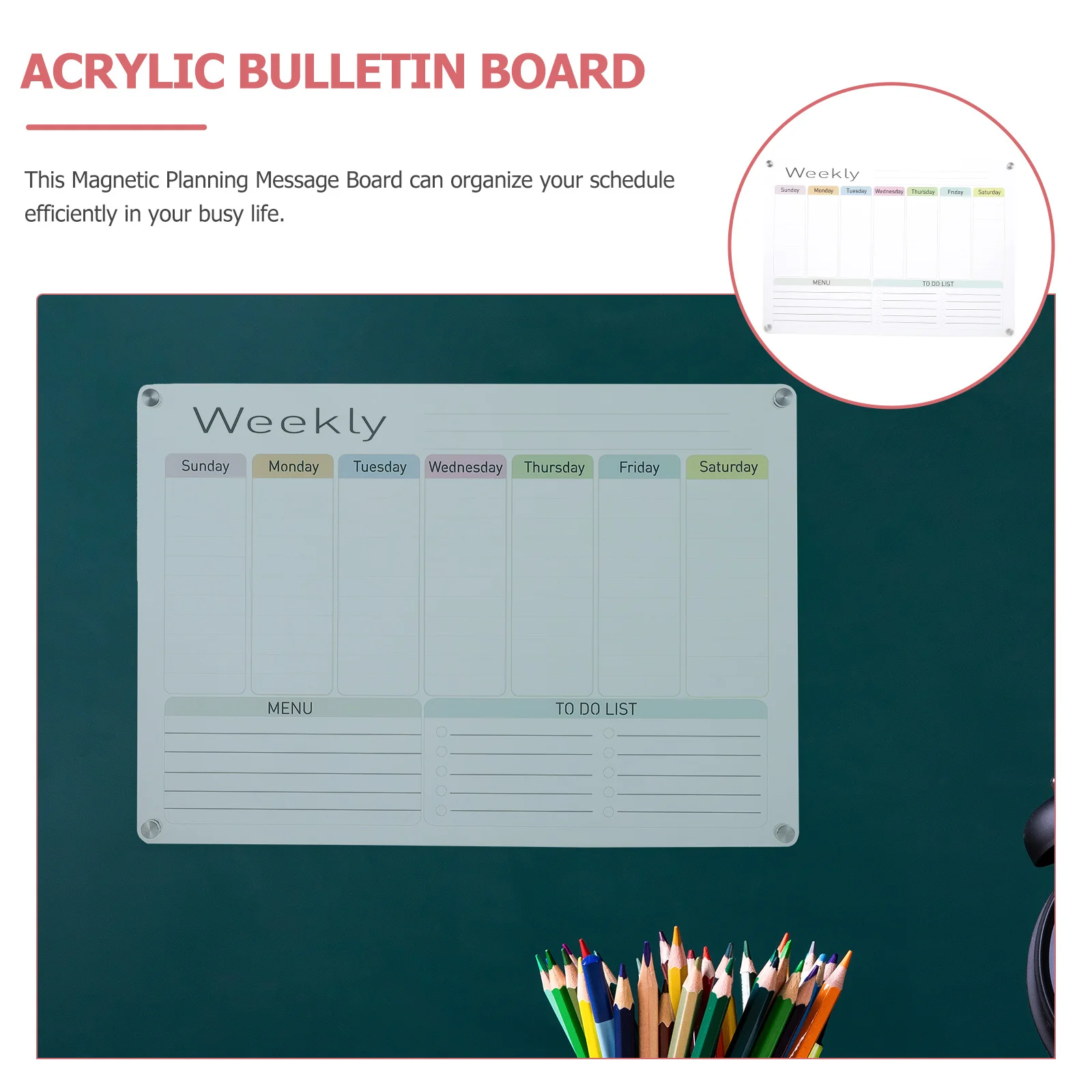 Magnetic Dry Erase Board for Fridge Acrylic Message Planner Schedule Organizer Reusable Writing Surface Home Office Kitchen