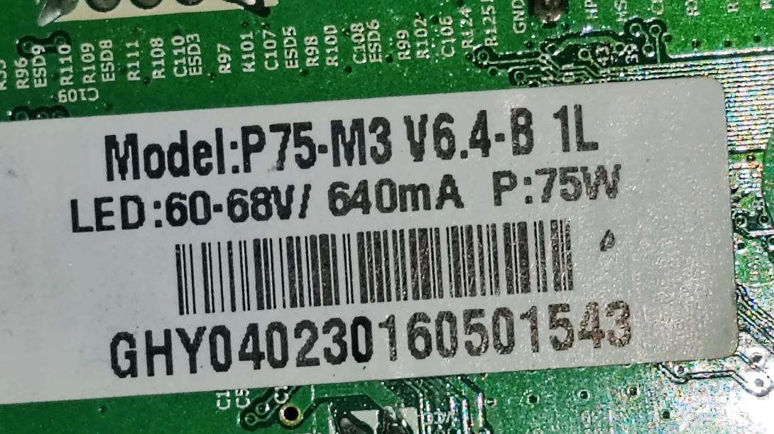 اللوحة الأم للتلفزيون 3 في 1 led v6.4 ، تم اختبارها ، صورة مادية ، 68v ، 640ma ، 75w