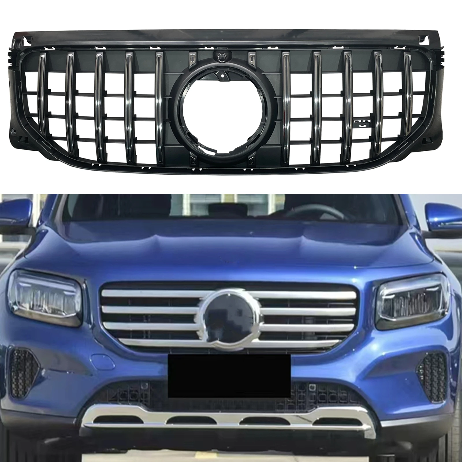 GT Style Racing Grill Front Grille Upper Bumper Hood Mesh For Mercedes Benz GLB Class X247 2024-2025 GLB180 GLB200 GLB220 GLB250